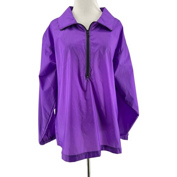 Columbia Jackets & Blazers - Vintage Columbia Women's Bright Purple 1/2 Zip Pullover Rain Jacket Size Medium